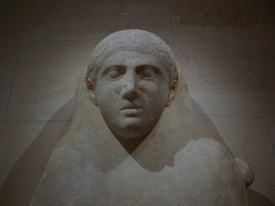Face of a Young Man on an Ancient Lebanese Sarcophagus .JPG